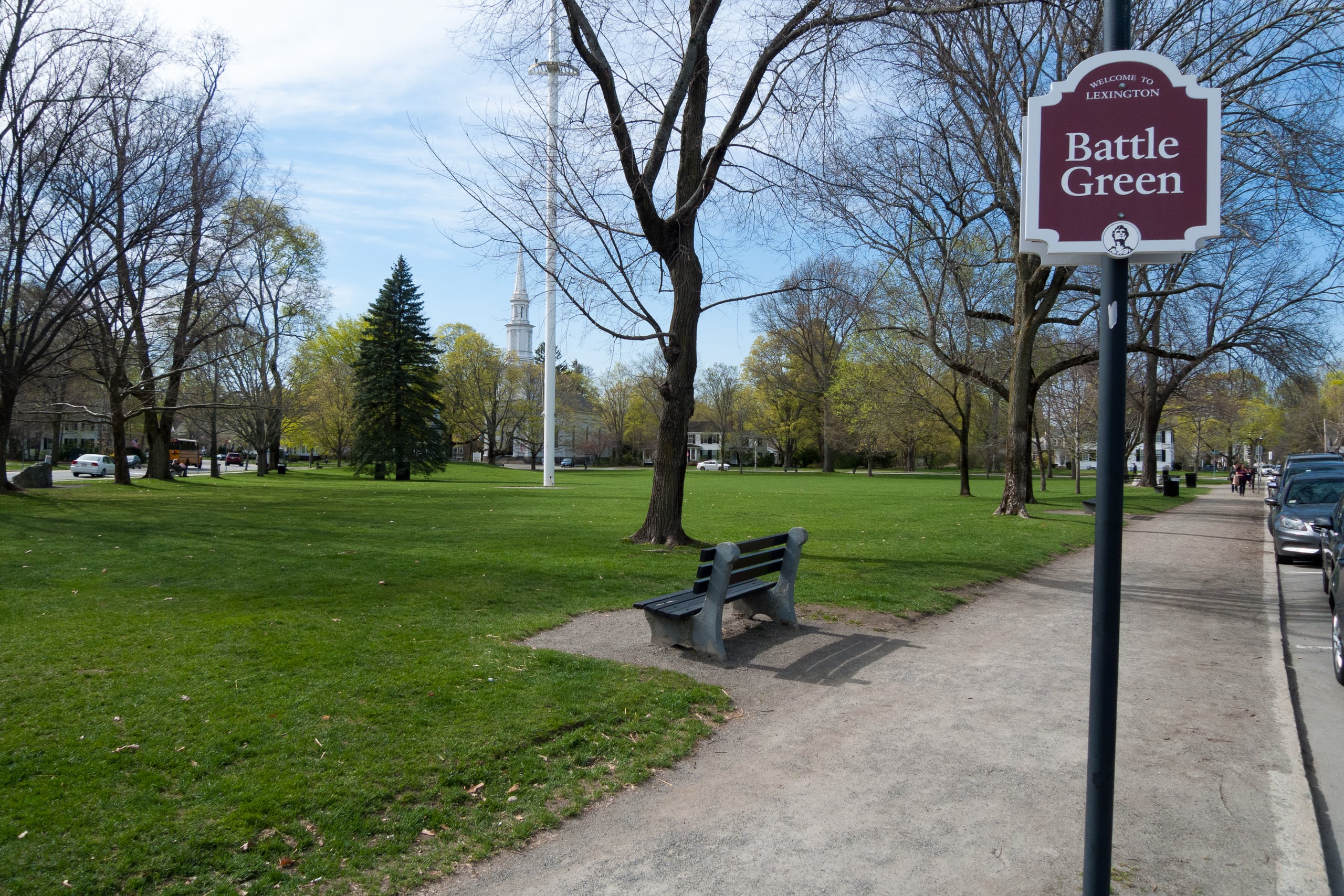 Placa que identifica o Lexington Battle Green